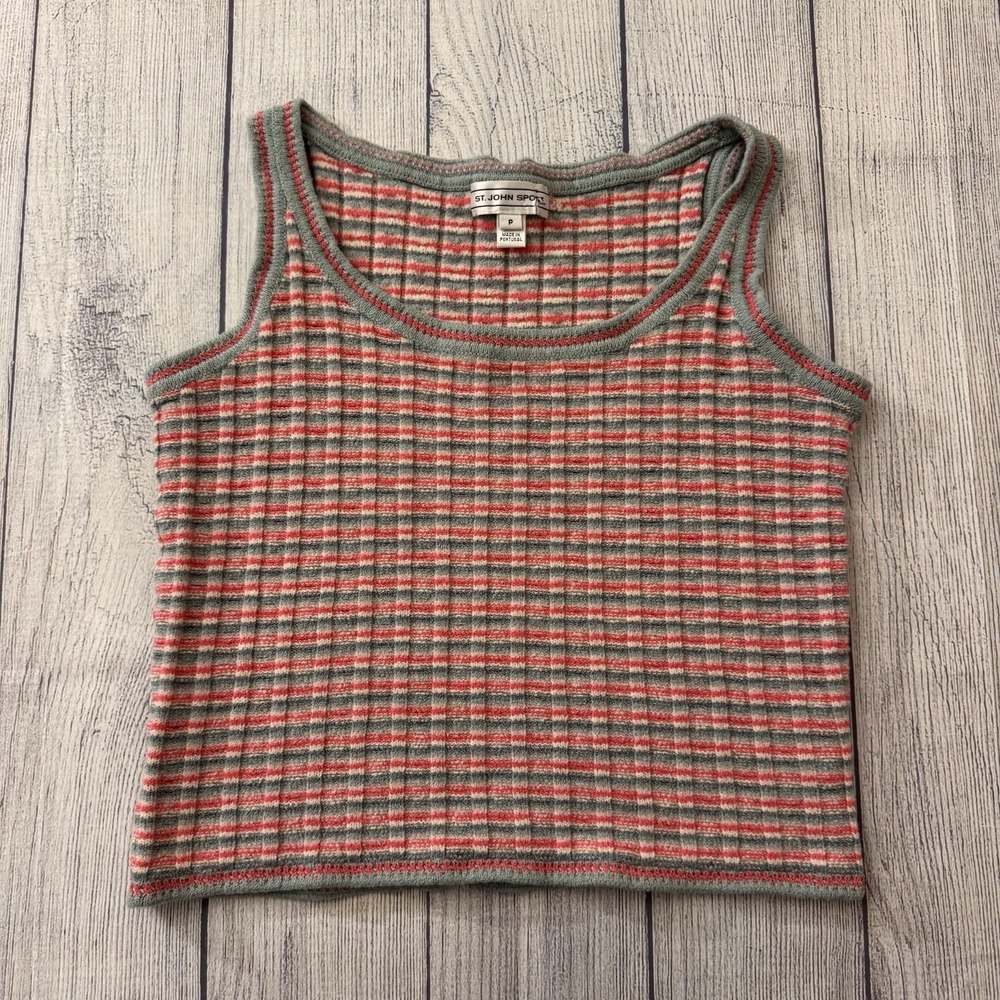 St John Sport Knit Tank Top Sleeveless Knit Top Multicolor Pink Gray Size P